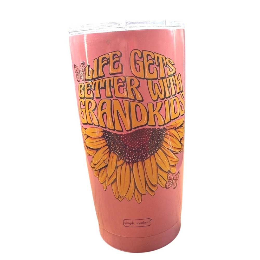 Simply Southern 20 Oz Tumbler Life Gets Better With Grandkids Pink Sunflower